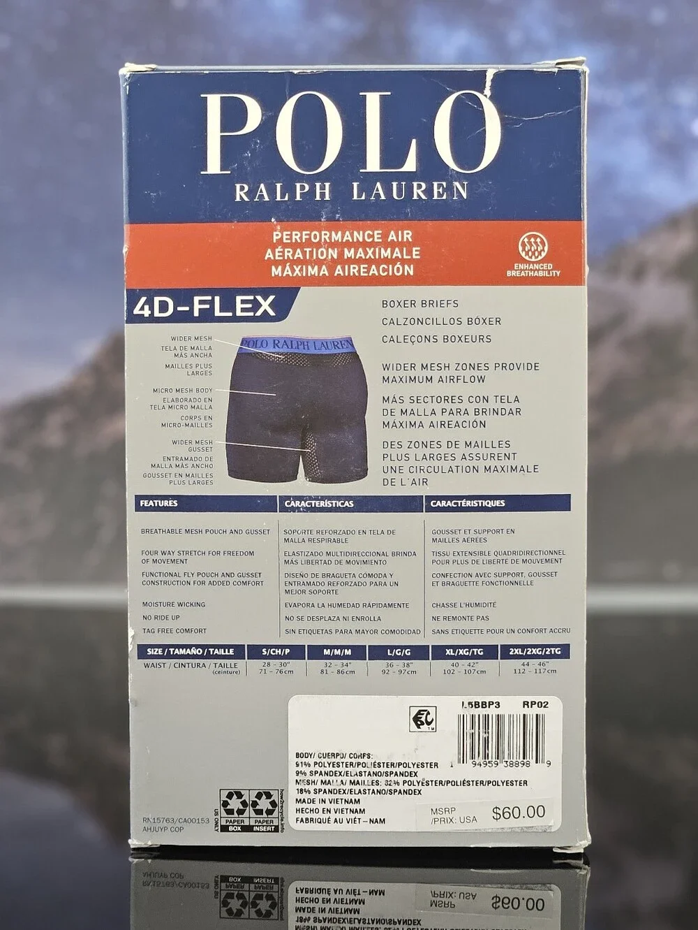 Polo Ralph Lauren Boxer Briefs Performance Air 4D Flex Men 3 Pairs Underwear